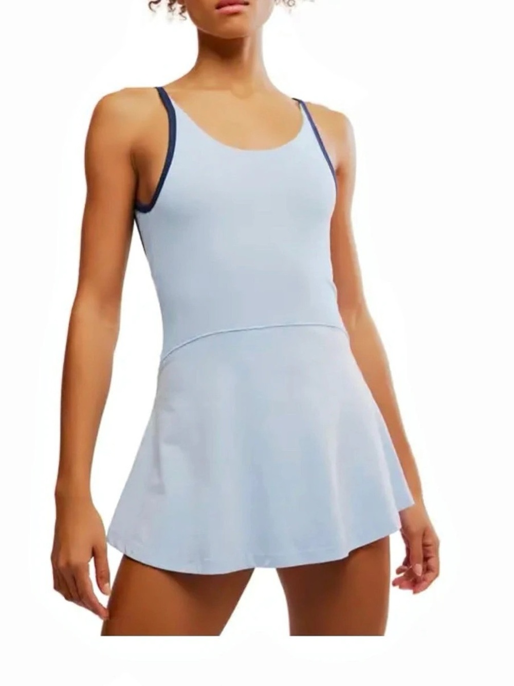 Free People Hot Shot Skortsie Blue Scoop Neck Sz L